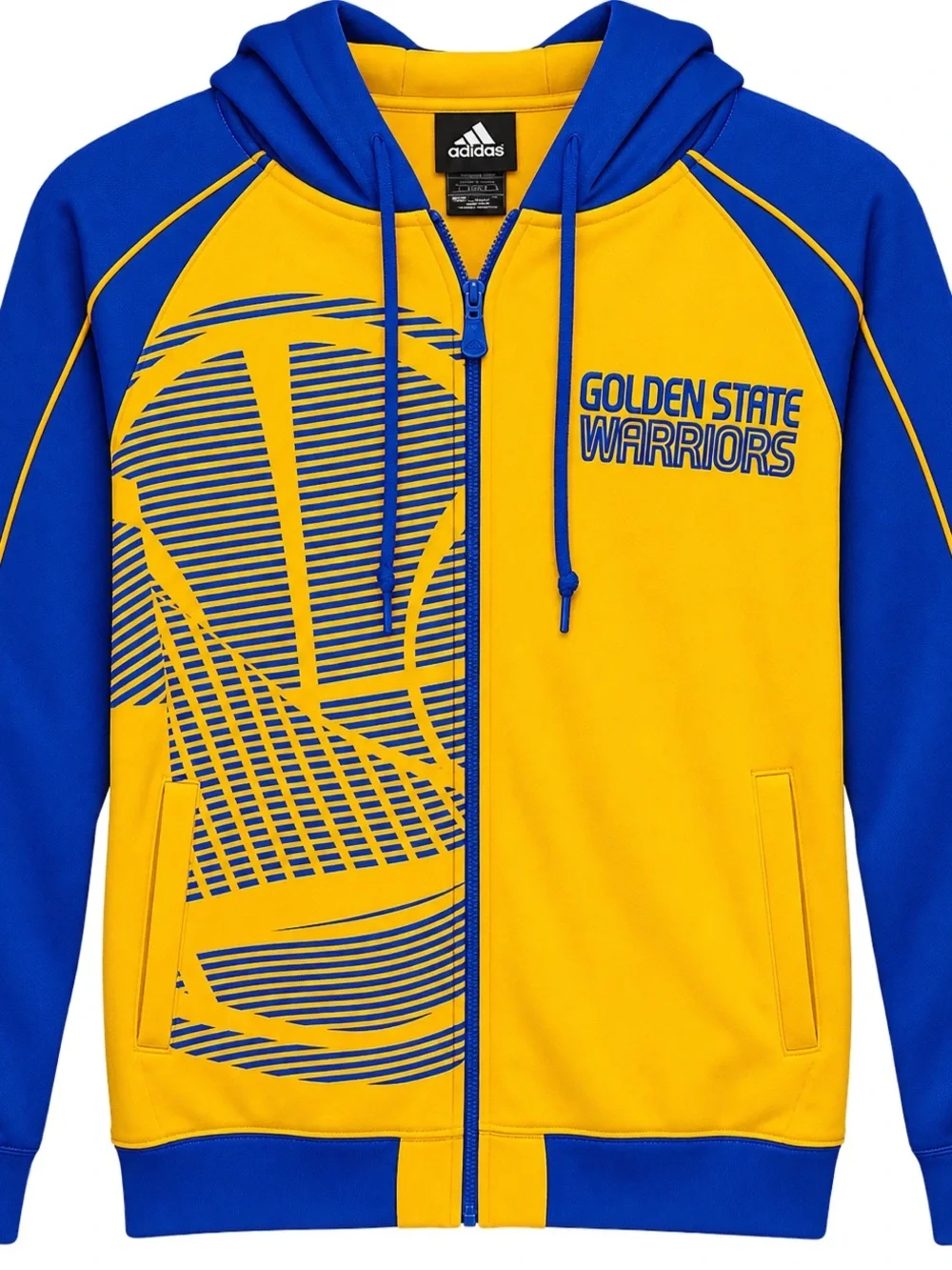 Adidas Golden State Warriors Men's Full-Zip Hoodie Jacket - Blue & Yellow size L